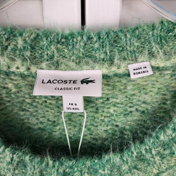 Lacoste Sweater 4XL (9) Green Ombre Alpaca Blend NWT $180 MSRP Logo - Picture 4 of 8